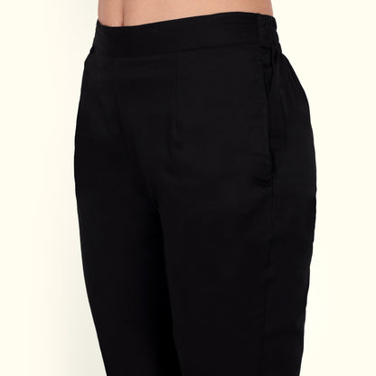  Black Stretchable Cotton Pant With Stylish Look For Women