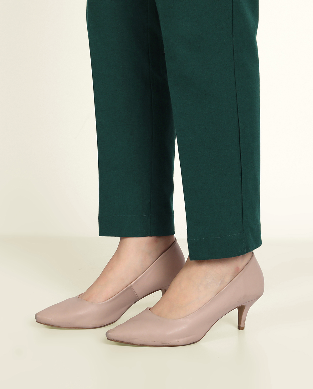  Bottle Green Solid Women Regular Fit Cotton Trouser Comfortable For Women