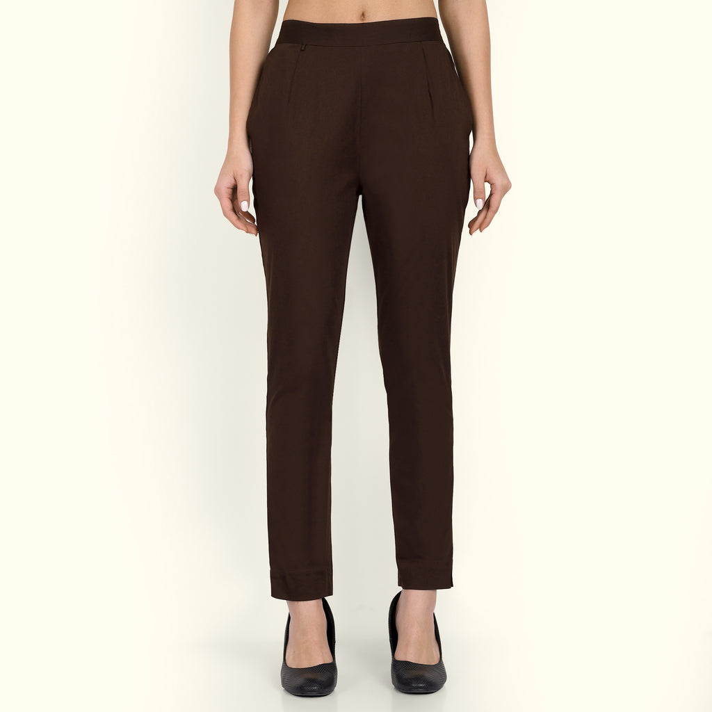  Dark Coffee Brown Stretchable Cotton Pant 