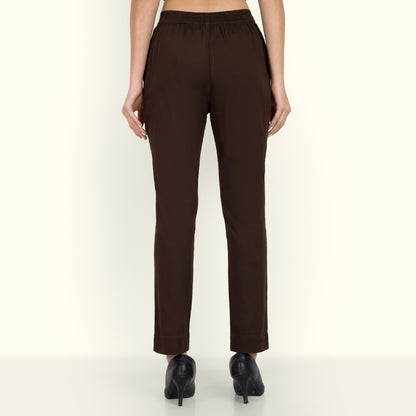  Dark Coffee Brown Stretchable Cotton Pant Comfortable For Women