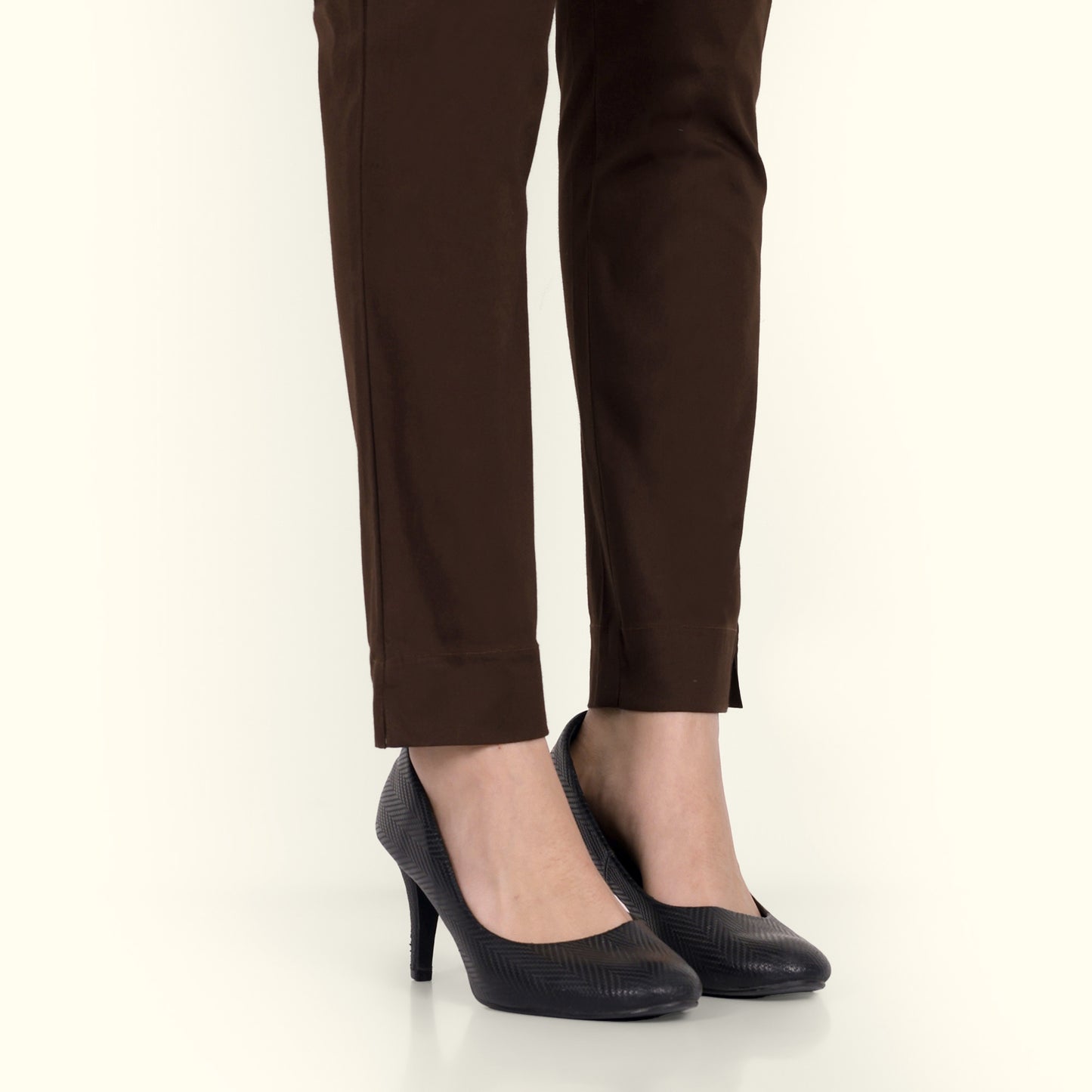 Dark Coffee Brown Stretchable Cotton Pant With Stylish Look For Women