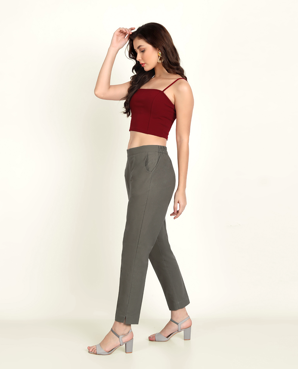  Grey Solid Women Regular Fit Cotton Trouser Comfortable For Women
