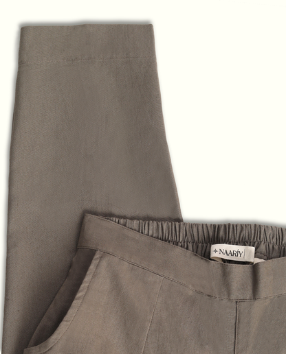 Grey Solid Women Regular Fit Cotton Trouser With Comfortable & Stylish