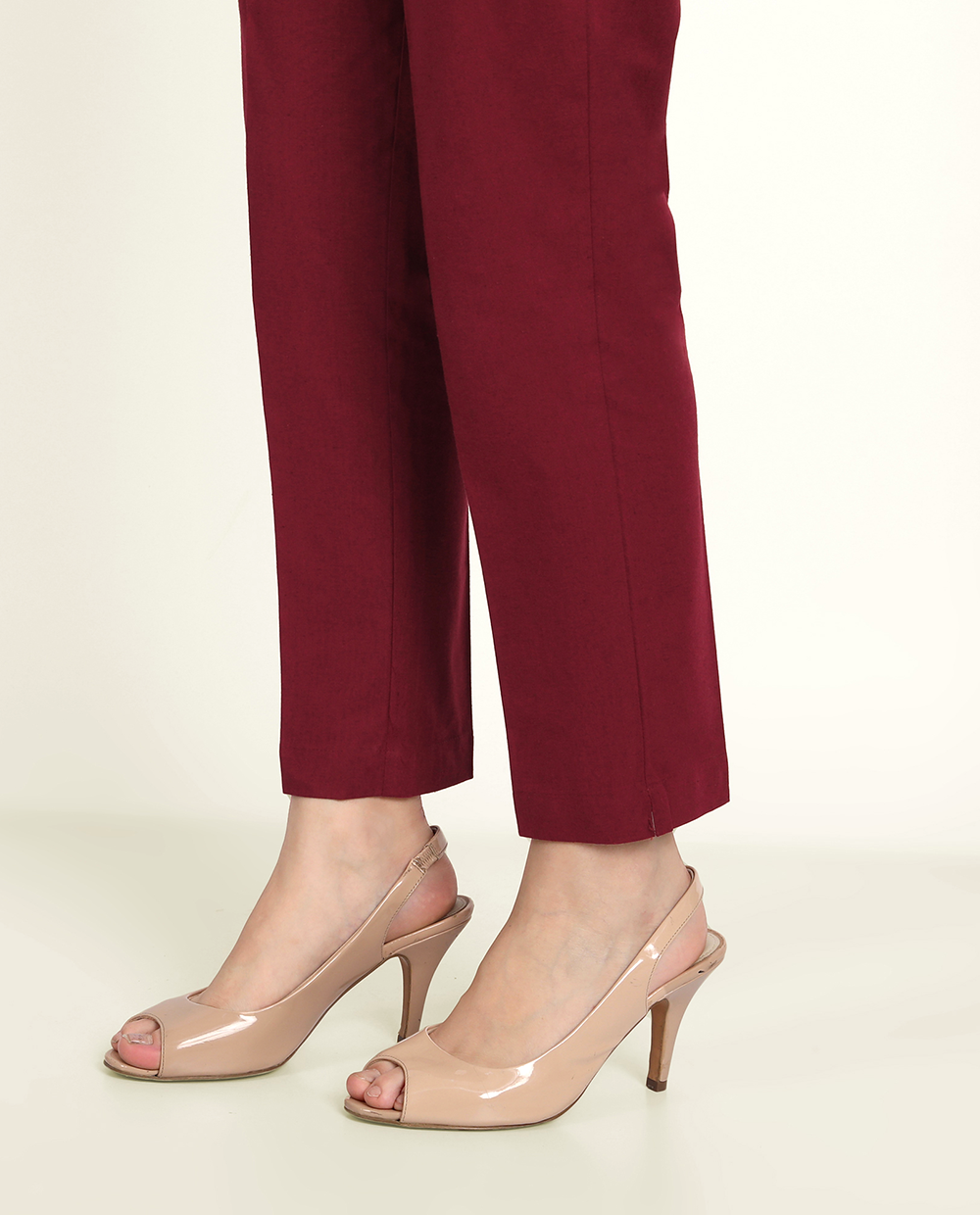 Maroon Solid Women Regular Fit Cotton Trouser