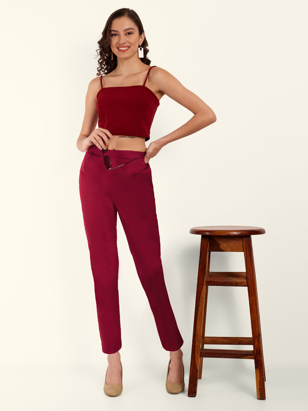  Maroon Stretchable Cotton Pant 
