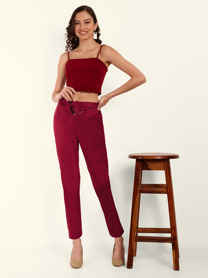  Maroon Stretchable Cotton Pant 