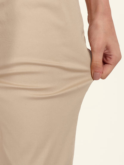 Naariy Beige Stretchable Cotton Pant For Women