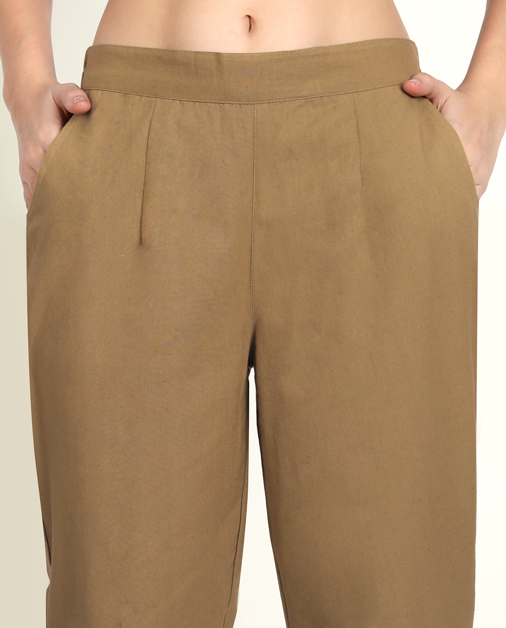 Naariy Coffee Brown Solid Women Regular Fit Cotton Trouser With Pocket