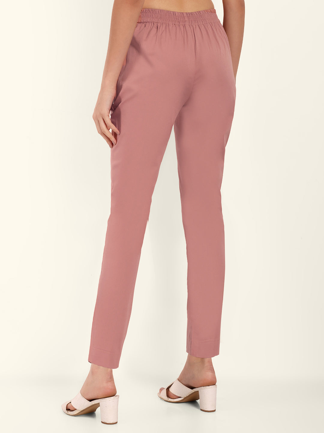 Naariy Dusty Pink Stretchable Cotton Pant With Comfort