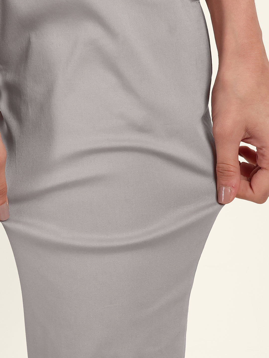 Naariy Light Grey Stretchable Cotton Pant For Women