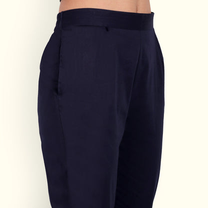 Naariy Navy Blue Stretchable Cotton Pant With Comfort For Women