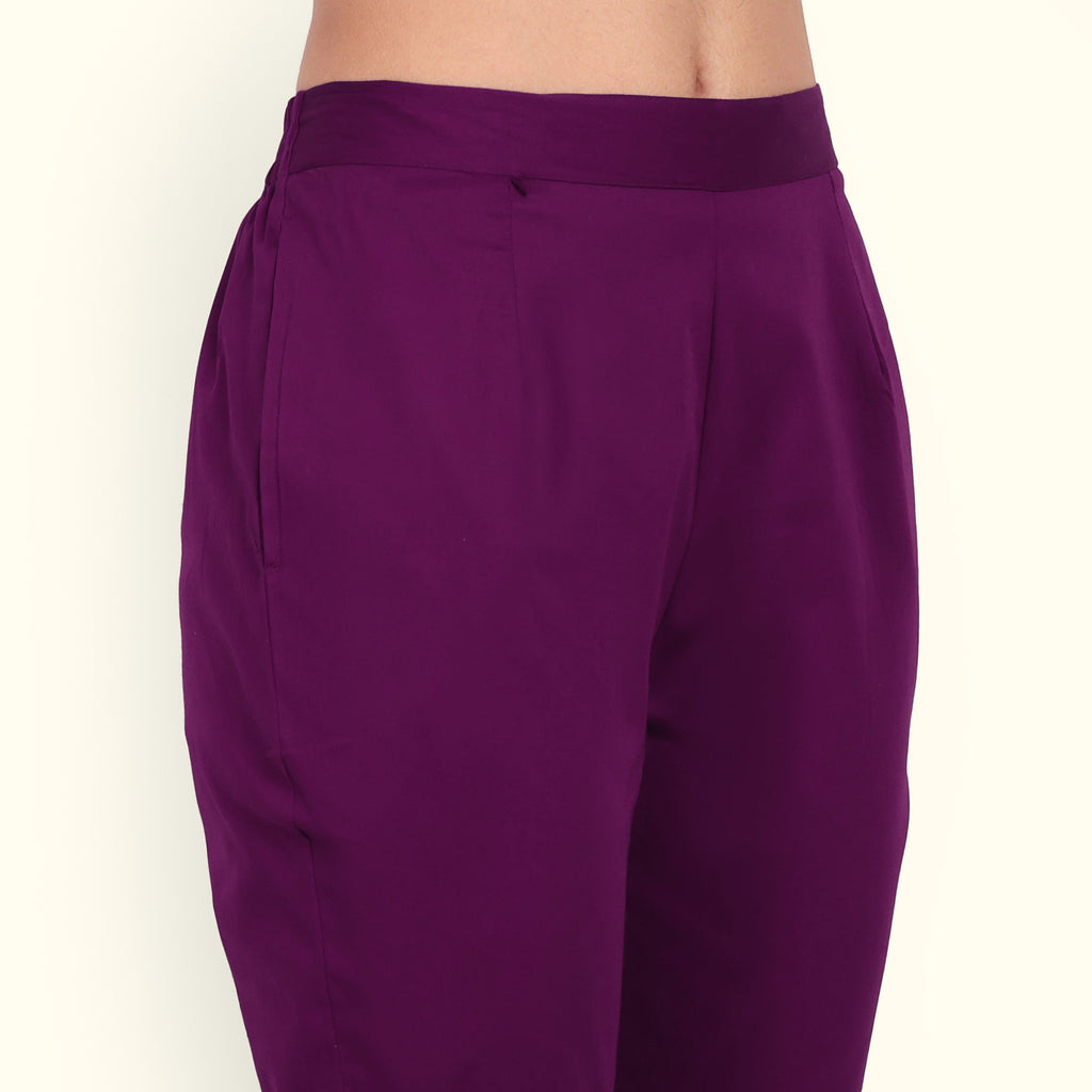 Naariy Purple Stretchable Cotton Pant With Comfort For Women
