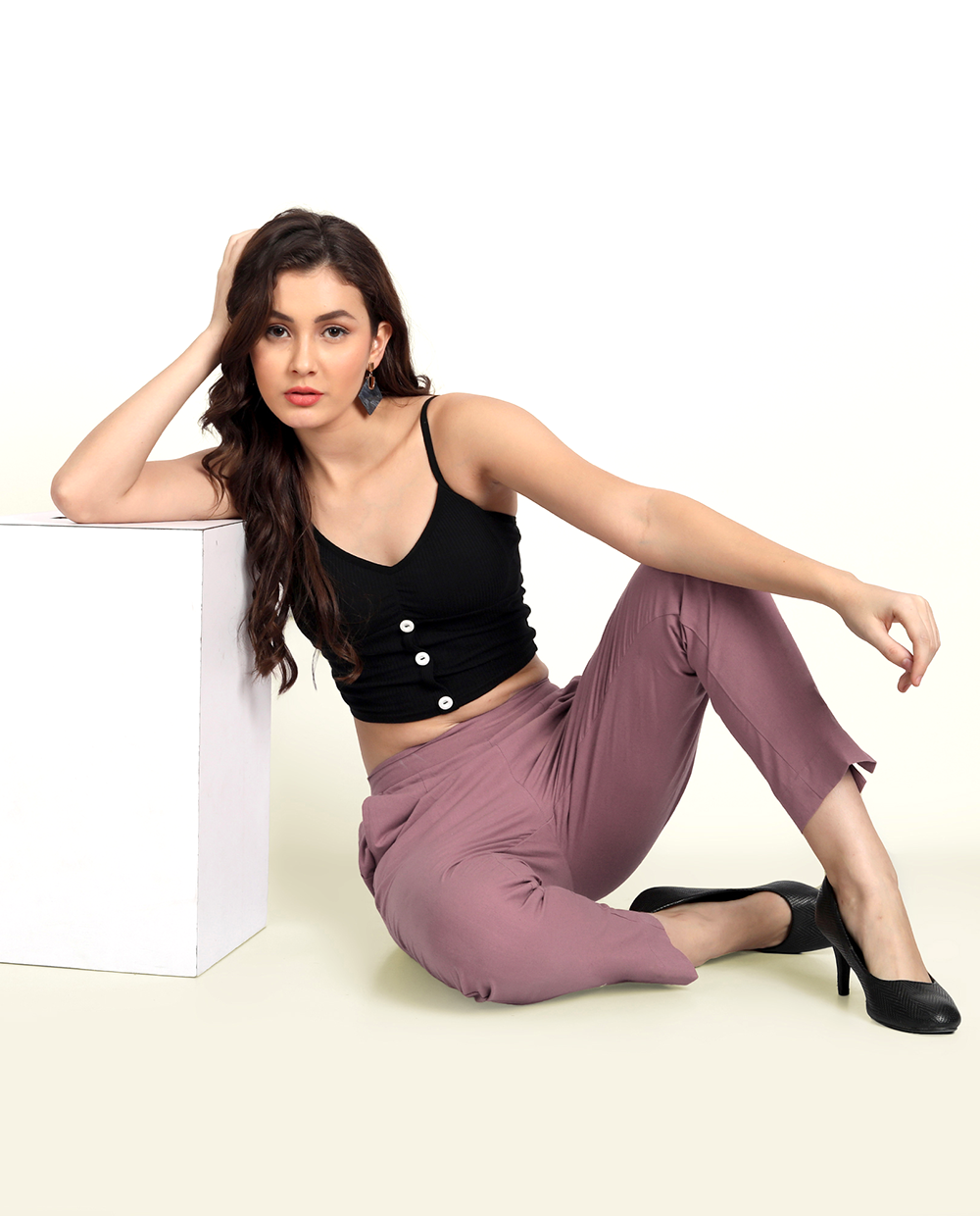 Naariy Rose Taupe Solid Women Regular Fit Cotton Trouser Stylish Look For Women