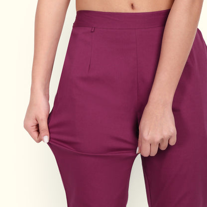 Naariy Rose Taupe Stretchable Cotton Pant For Women