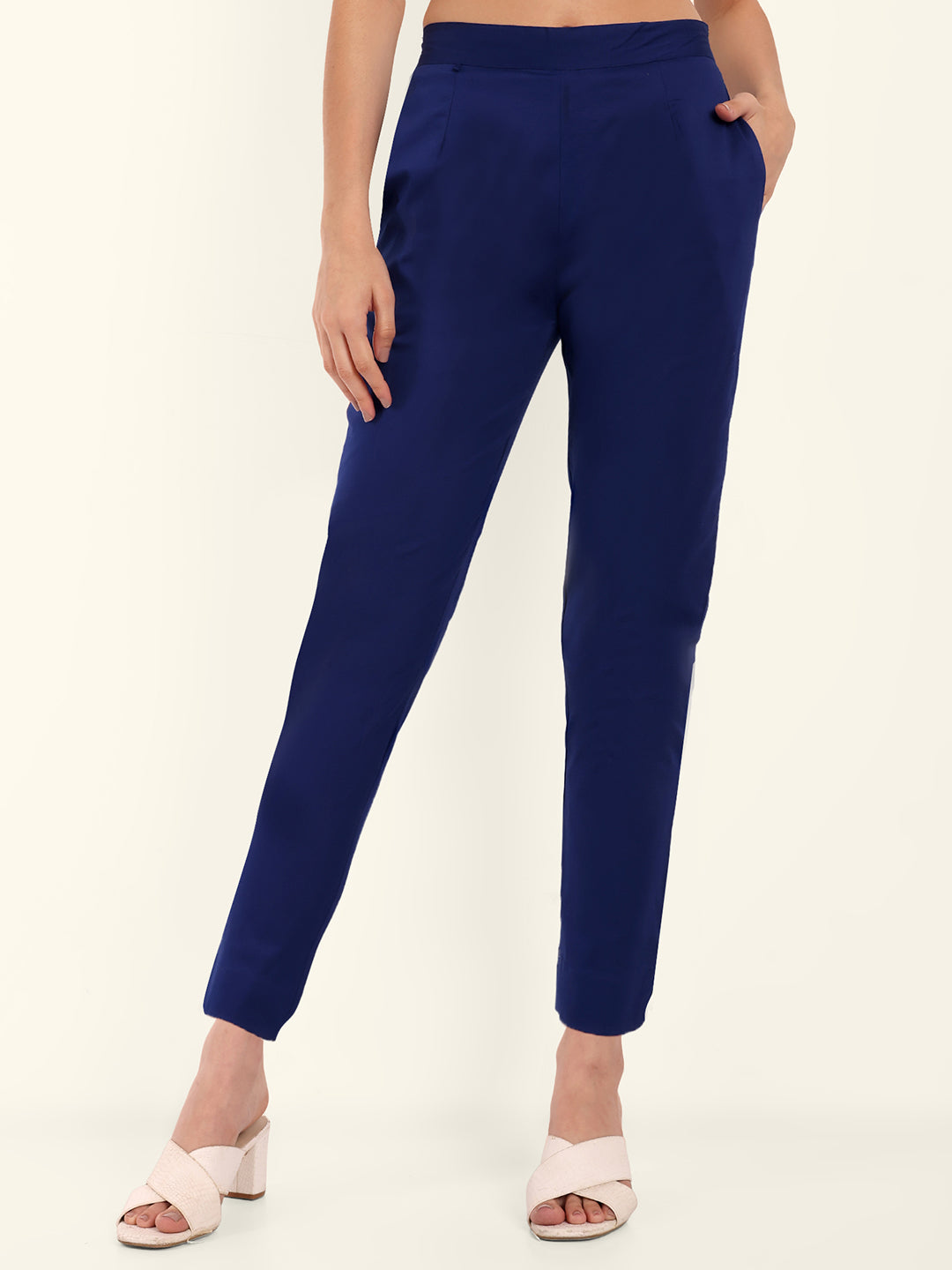 Naariy Royal Blue Stretchable Cotton Pant with Pocket