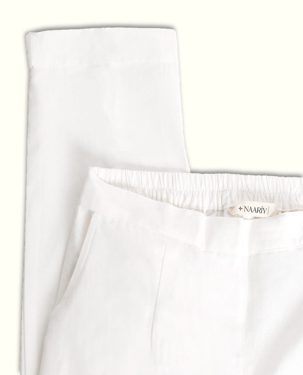 Naariy White Solid Women Regular Fit Cotton Trouser With Stylish & Comfortable For Women