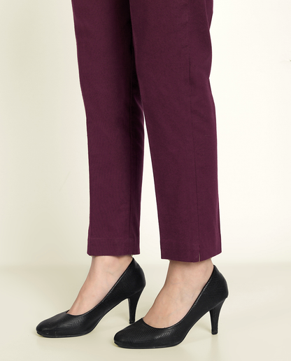 Naariy Wine Solid Women Regular Fit Cotton Trouser With Stylish Look For Women