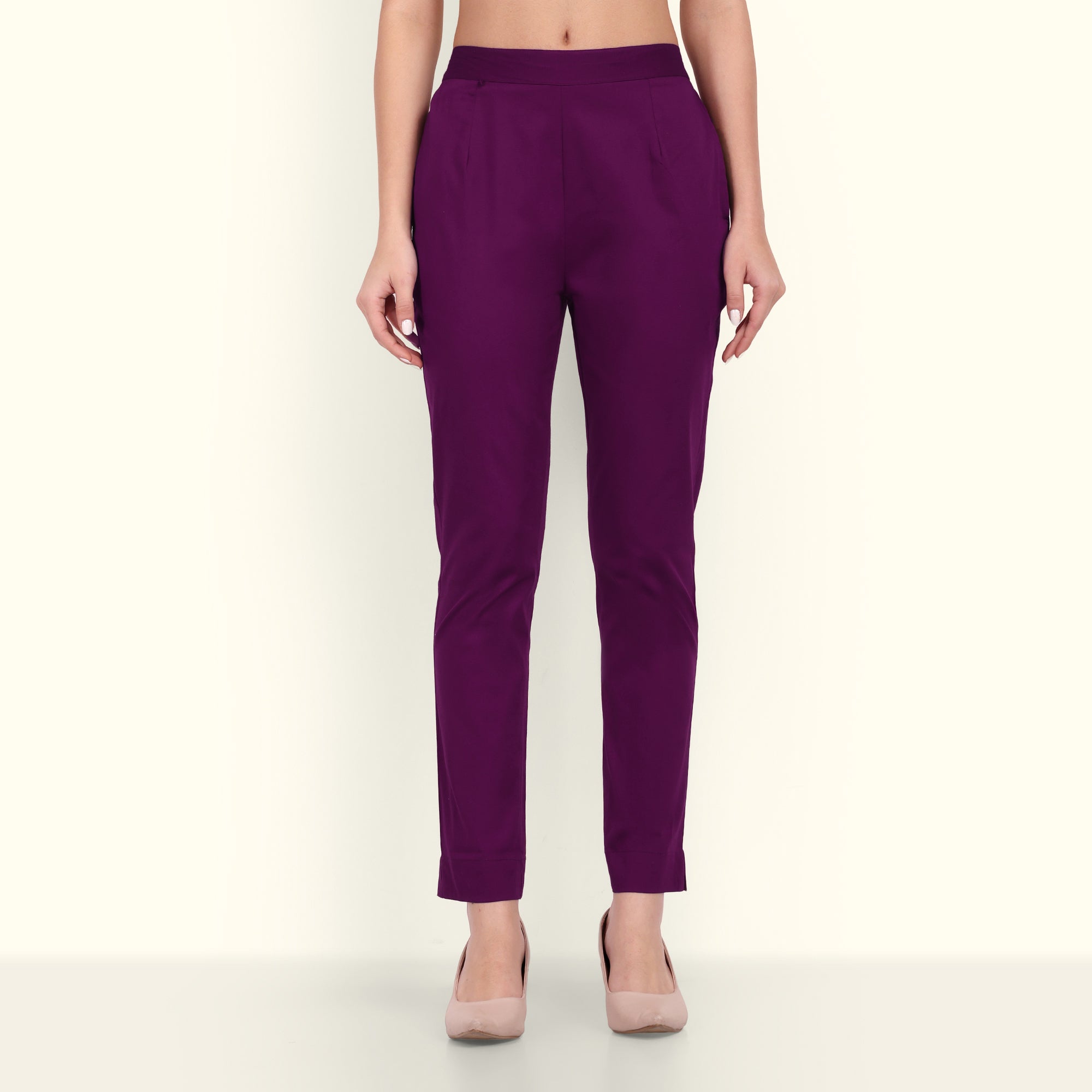 Purple Stretchable Cotton Pant 