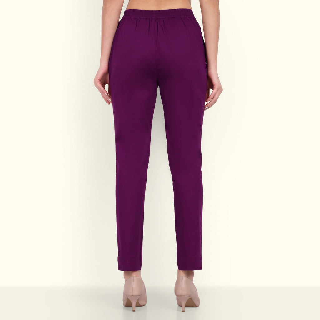  Purple Stretchable Cotton Pant With Comfort