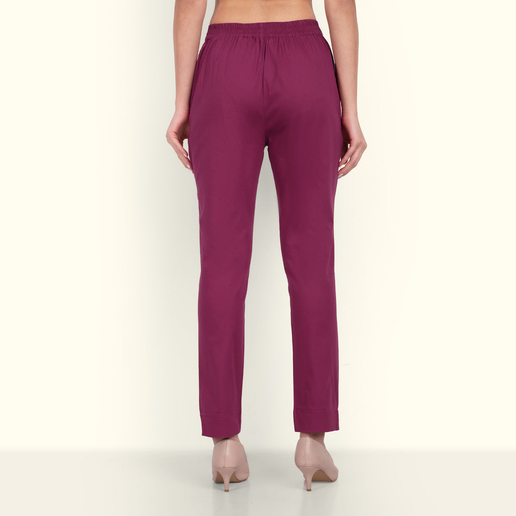Rose Taupe Stretchable Cotton Pant 