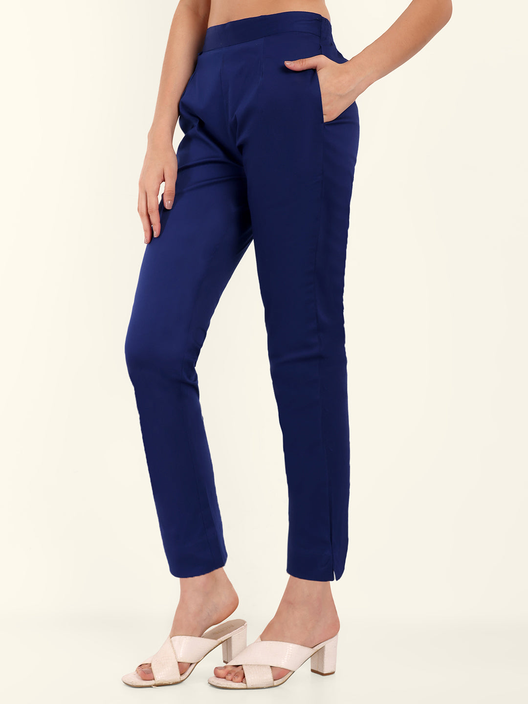 Royal Blue Stretchable Cotton Pant Stylish Look For Women