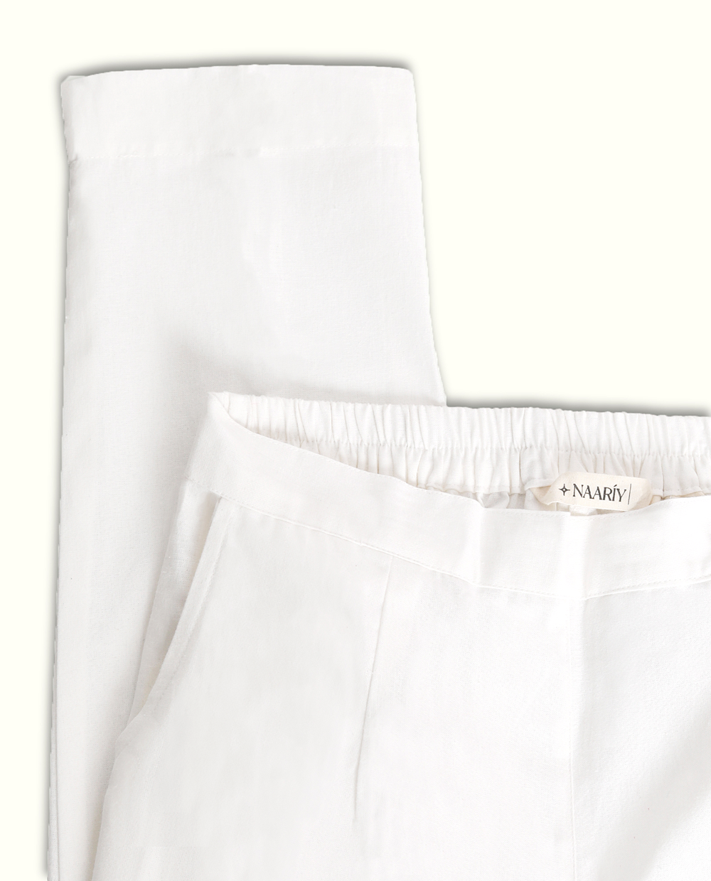Pack of 2 White & Off White Art Silk Trousers - Saffron Threads